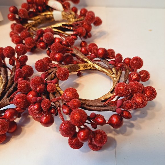 1245 Princess House 4 Beaded Napkin Rings Winter Garden Florals NIP DISCONTINUED - Picture 8 of 9